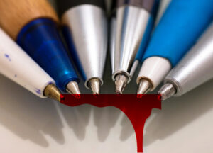 Kugelschreiber mit Blut als Tinte